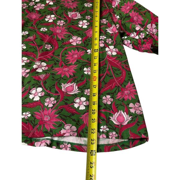 Zara Green Floral Cotton Blouse Women's Size Large NWT | 44-5 - Picture 4 of 5